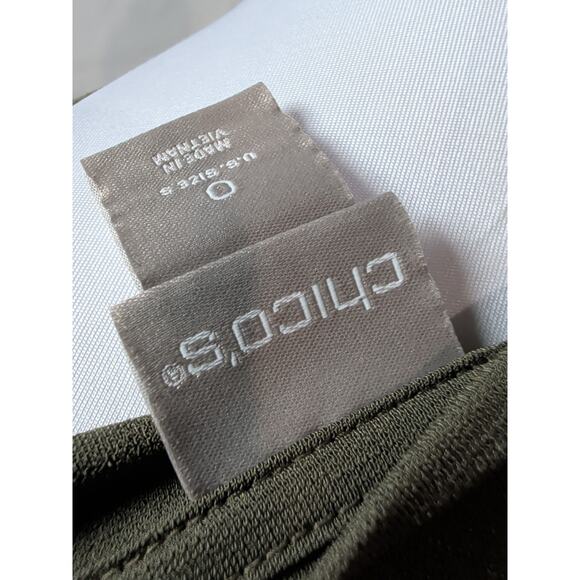 Chico's Women's Tunic Top Shirt Olive Green Stretchy Flowy Short Size Small 0 - Picture 8 of 13